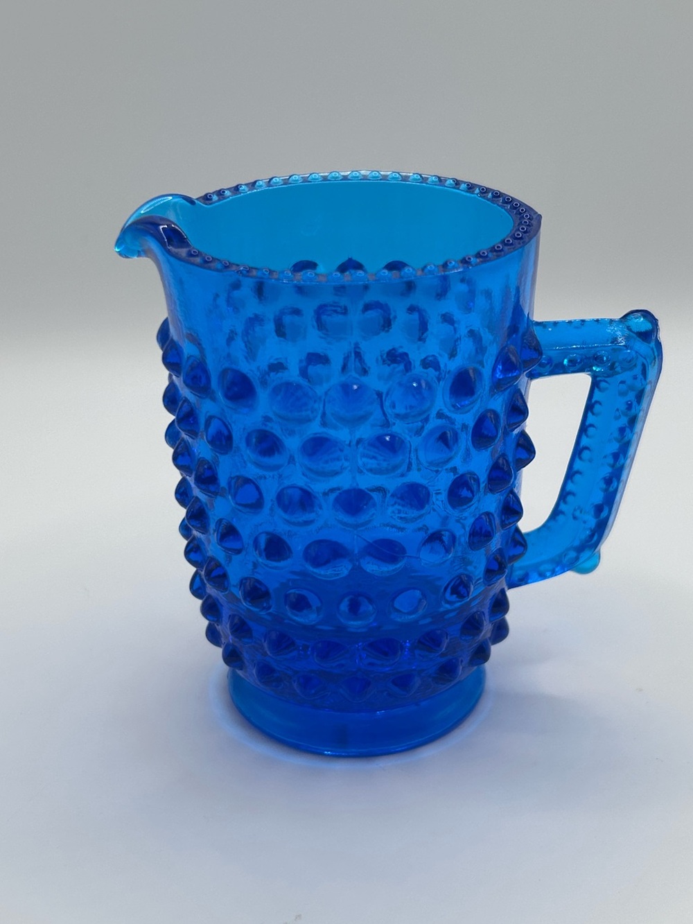 Vintage Fenton Hobnail Mini Pitcher | Cobalt Blue Art Glass Creamer (3" Height)